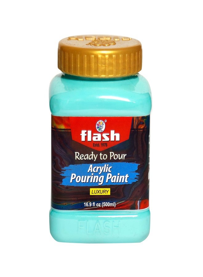 Flash Acrylic Ready to Pour Pouring Paint/Fluid Acrylic 500ml / 16 fl oz Pre-Mixed Water-Based - for Canvas, Wood, Paper, Crafts, Tile, Rocks and More… (Aqua Green) - Image 1